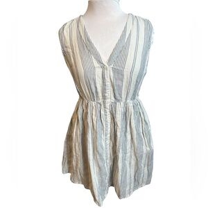 Pact Coastal Sleeveless Striped Button Front Dress - Small